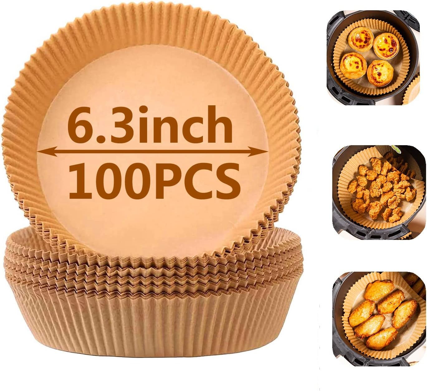 Air Fryer Disposable Paper Liner, Natural Baking Parchment Paper Air fryer liners,Thickened Oil-Proof High Temperature,for Air Fryers,Ovens,Pan and Microwaves (9inch-XL-Thick, square-Brown)