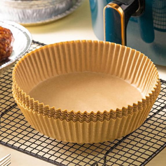 Air Fryer Disposable Paper Liner, Round Cooking Paper for Air Fryer, Non-Stick Air Fryer Liners, Baking Paper for Air Fryer Oil-proof, Food Grade Parchment for Baking Roasting Microwave(30/50Pcs)