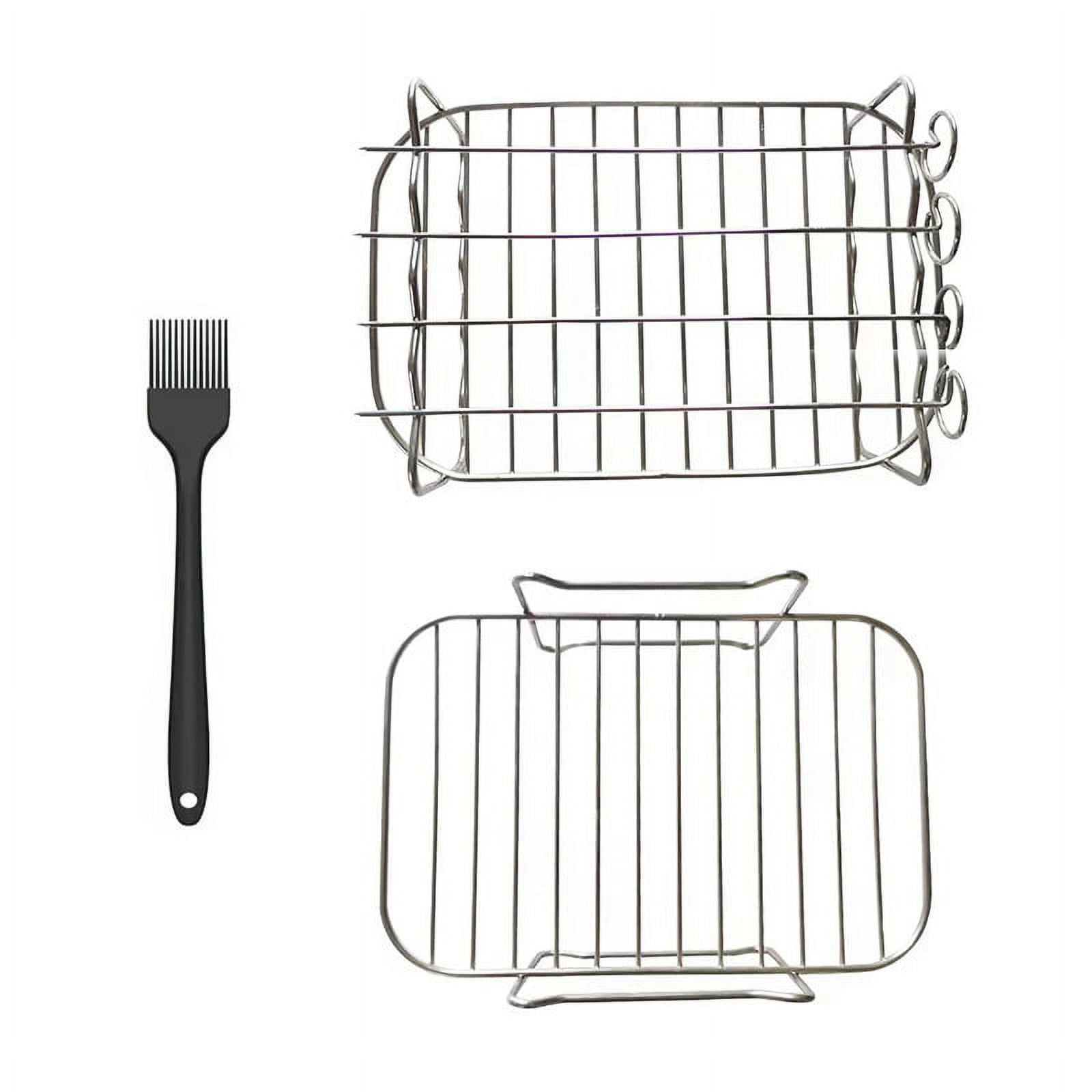 Air Fryer Double Boiler Accessory 2 Piece Air Fryer Rack with 4 Skewers