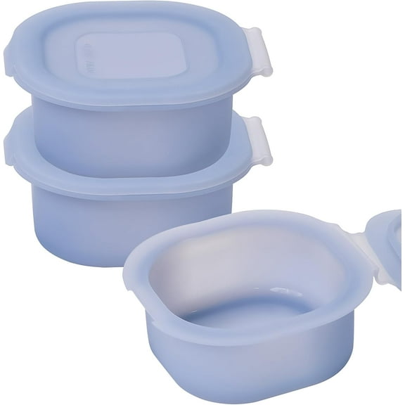 Air Fryer Egg Pan with Lid, 3 Pack Silicone Square Egg Molds, Nonstick 3 Inch Square Container for Sqaure Breakfast Egg - Blue