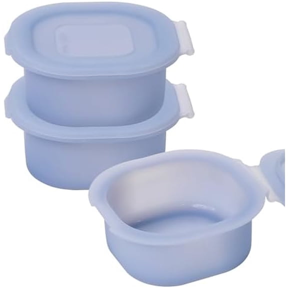 Air Fryer Egg Pan with Lid, 3 Pack Silicone Square Egg Molds, Nonstick 3 Inch Square Container for Sqaure Breakfast Egg - Blue