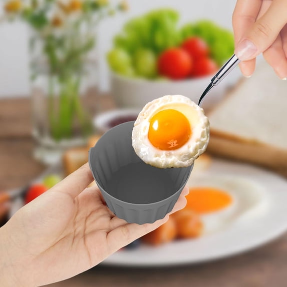 Air Fryer Egg Poacher Cups - Non-Stick Heat-Resistant Food Grade Round Ramekins | Easy Release | Stackable Baking Cups | 6.5cm x 5cm | Muffin Tray | Oven Safe | Multi-Purpose Dessert Mold
