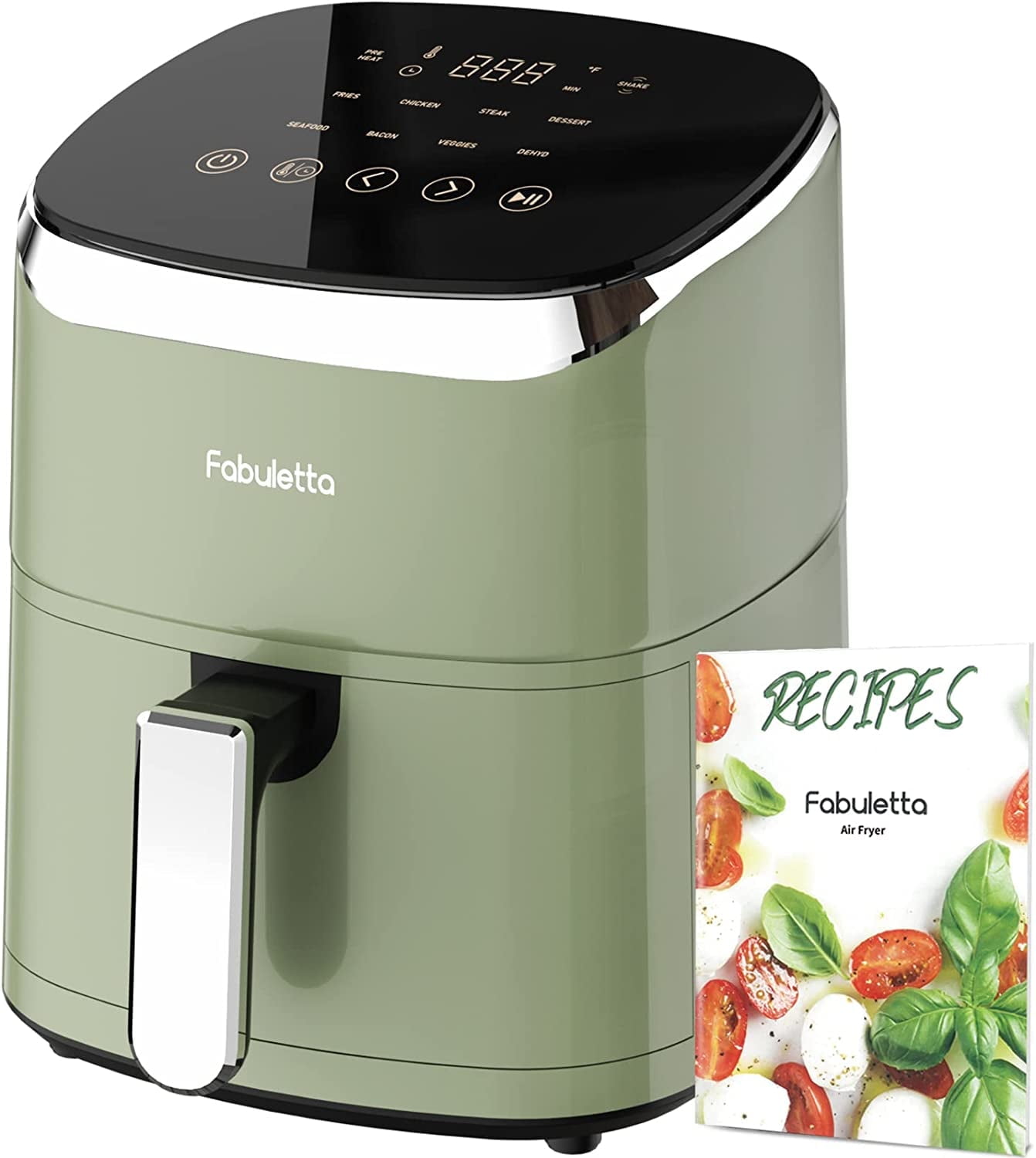 Fabuletta 4.2 qt Air Fryer, Black - 9 Customizable Smart Cooking Programs, Shake Reminder