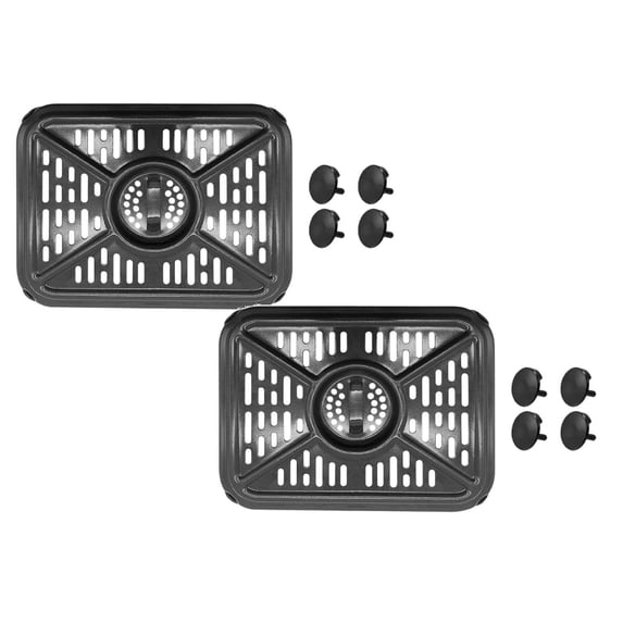 Air Fryer Grill Pan for Ninja Foodi DZ401 DZ550 10QT DualZone Air Fryers, Replacement Air Fryer Crisper Plate Grill Plate Tray Accessories with Rubber Bumpers, Dishwasher Safe(2 Pack)