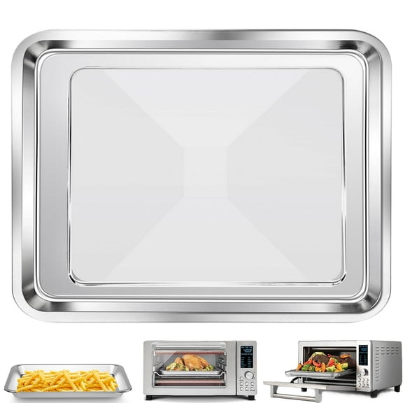 Air Fryer Grill Pan for Nuwave Bravo 12 in 1 21 Qt Air Fryer Toaster Oven, 11.2'' * 10.5'' Air Fryer Baking Pan Grill Plate Crisper Plate Rack Parts Accessories Tray, Stainless Steel