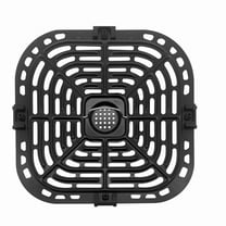 Air Fryer Grill Pan Replacement Tray,Food Grade Non-Stick Air fryer Accessories Replacement Tray Rack Parts Grill Crisper Plate with Rubber Bumpers,Dishwasher Safe(Black,10x9.56")