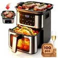 thumbnail image 1 of Air Fryer+Grill Plate, 7.5 Quart 8-in-1 Dual Mode Air Fryer with Window, 120-Min Timer, Max 400°F, Auto Shut Off & Nonstick Dishwasher Safe Basket, Touchscreen Controls, Easy Meals, Black, 1 of 8