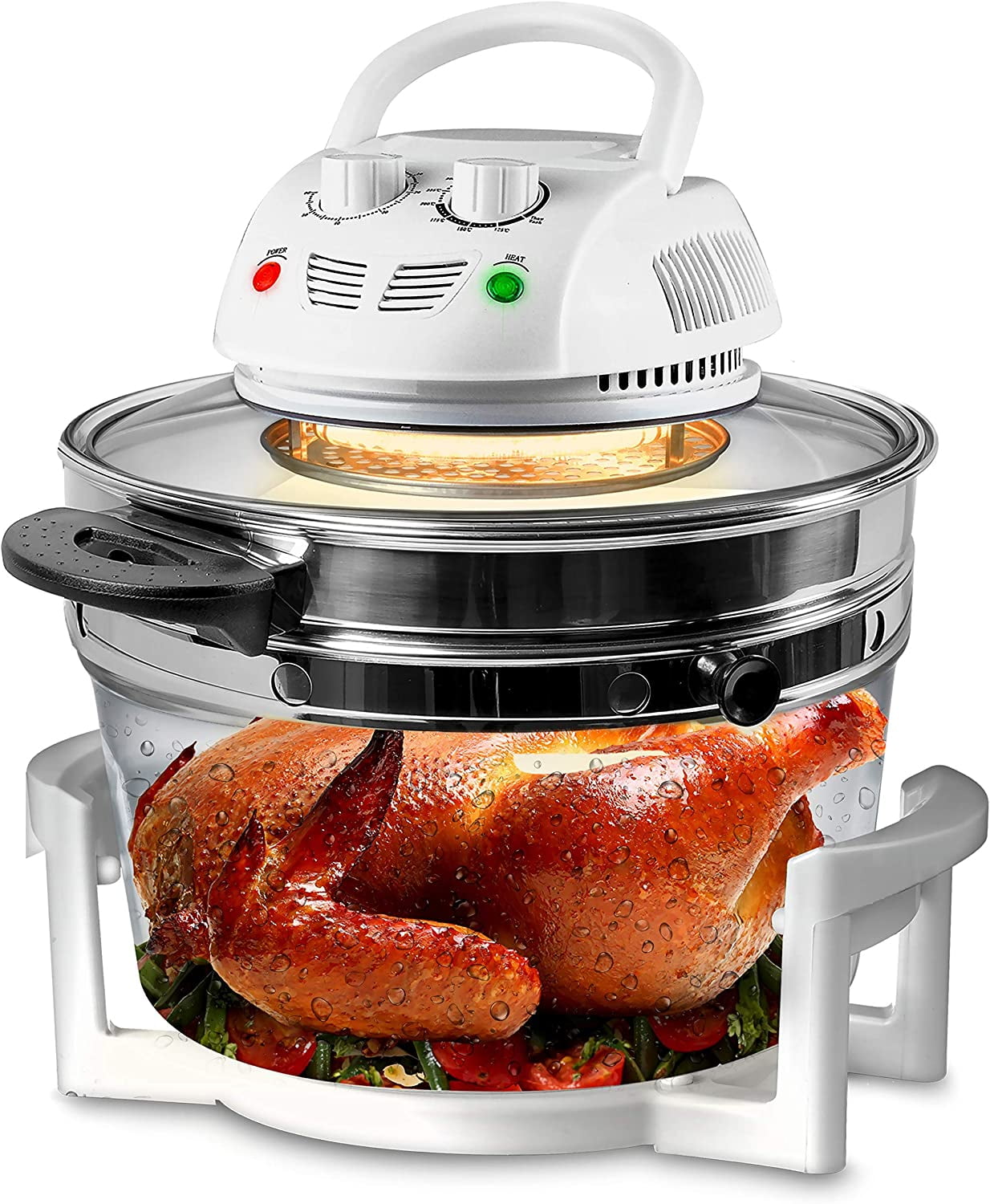 Air Fryer, Infrared Convection Oven, Halogen Oven Countertop, Healthy Cooking, Stainless Steel, 13 Quart 1200W, Prepare Quick Healthy Meals, Great for French Fries & Chips (White)