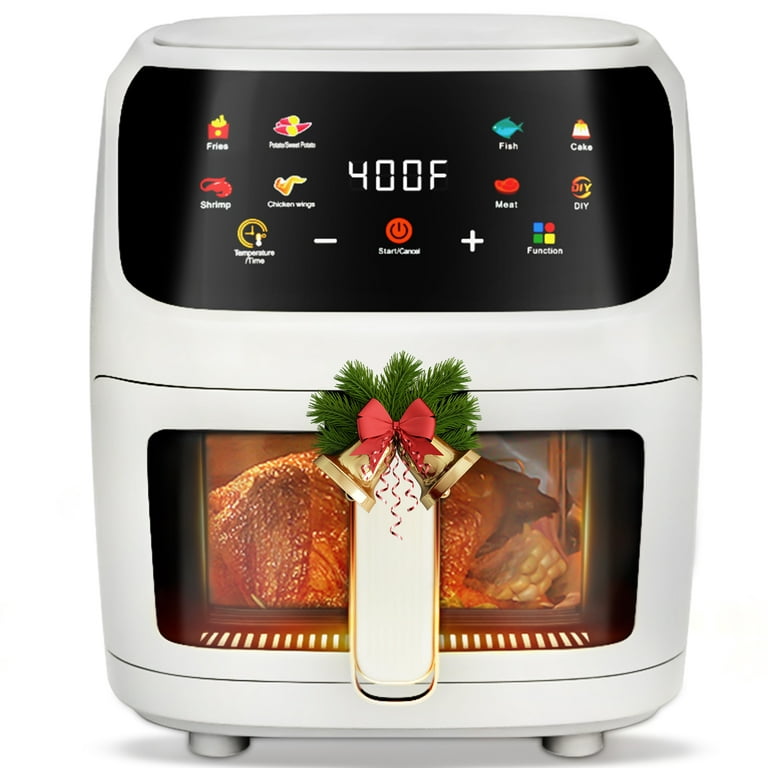  8L White Air Fryers-Oil Free Air Fryer 360° Rapid Air  Circulation Nonstick Basket Time Temperature Adjustable 6 Presets Touch  Screen : Home & Kitchen