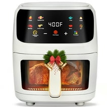 Air Fryer Large 7.5QT, 8-in-1 Digital Touchscreen, Visible Cooking Window, 1700W, White