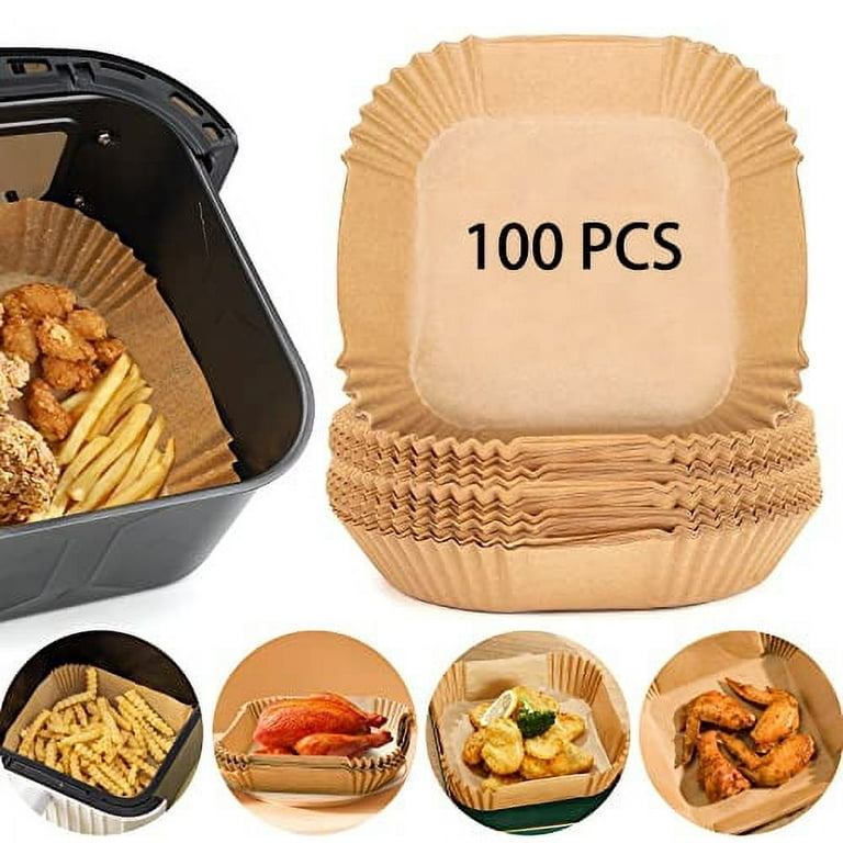 Air Fryer Liner Disposable, LOVE DOCK 100Pcs Parchment Paper, Air Fryer  Disposable Paper Liner for Microwave, Non-Stick Air Fryer Liners Square  Free of Bleach (8IN) 