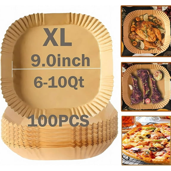 Air Fryer Liner Round,100PCS 6.3 inch Disposable Liners for 2 to 4.9Qt Air Fryer,Unbleached Non-stick Non-leak Airfryer Parchment Paper liner