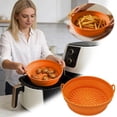 thumbnail image 1 of Air Fryer Liner Round Reusable Silicone Baking Tray Food Grade Kitchen Accessory For Oven And Air Fryer Cooking(Orange-8X2.4In), 1 of 6