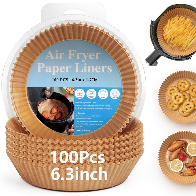 Air Fryer Liners, 6.3 inch 100 Pcs Disposable Parchment Paper Liners,  Cooking Paper for Baking（Round）