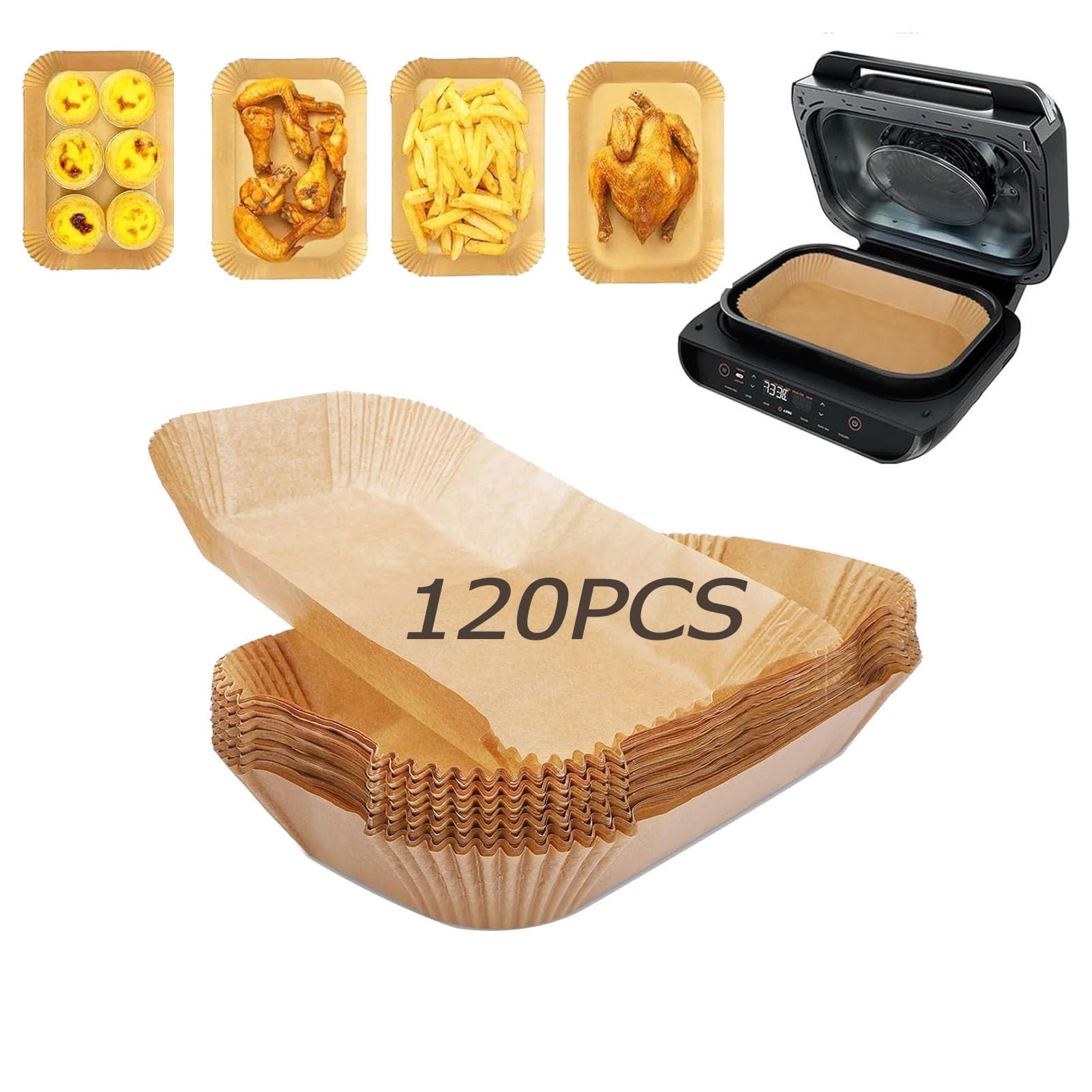 100 Piece Air Fryer Perforated Liner/square Parchment Liner Air Fryer Voeringen Anti Aanbaklaag Pad Voor Lucht