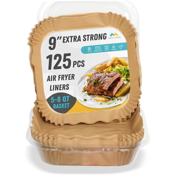 Air Fryer Liners Disposable  125 pk 8" Unbleached Non-Stick Parchment Paper, Fits 5-8 QT Basket, Air Fryer Liners | Airfryer Liners