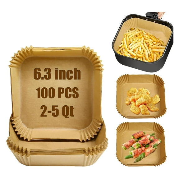 Mini Air Fryer Liners Disposable for Most 2-5 Qt Small Air Fryer, 100Pcs Small Parchment Paper for Baking Square Airfryer Paper Liners for 2-5 Qt