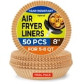 thumbnail image 1 of Air Fryer Liners Disposable - 50 PCS 8 Inch Air Fryer Parchment Paper Round, Non-Stick Food Grade Paper Liner for Baking Roasting Microwave, 1 of 4