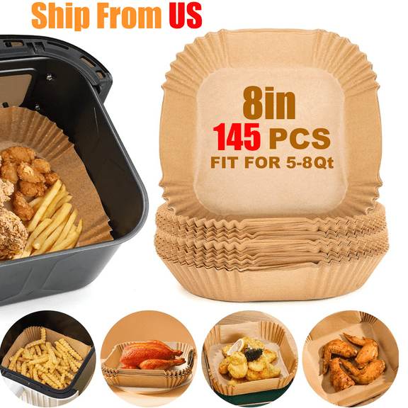Air Fryer Liners Disposable, Air Fryer Paper Liners, Parchment Paper for Air Fryer, Air Fryer Parchment Paper Liners, 145PCS Non-stick Square Disposable Airfryer Liners, Airfryer Paper Liners