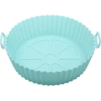 Air Fryer Liners, Reusable Air Fryer Silicone Pot, Round Air Fryer Basket Insert, Non Stick Airfryer Silicone Pot for 3QT to 5 QT Air fryer Accessories, 7.5 inch, Mint