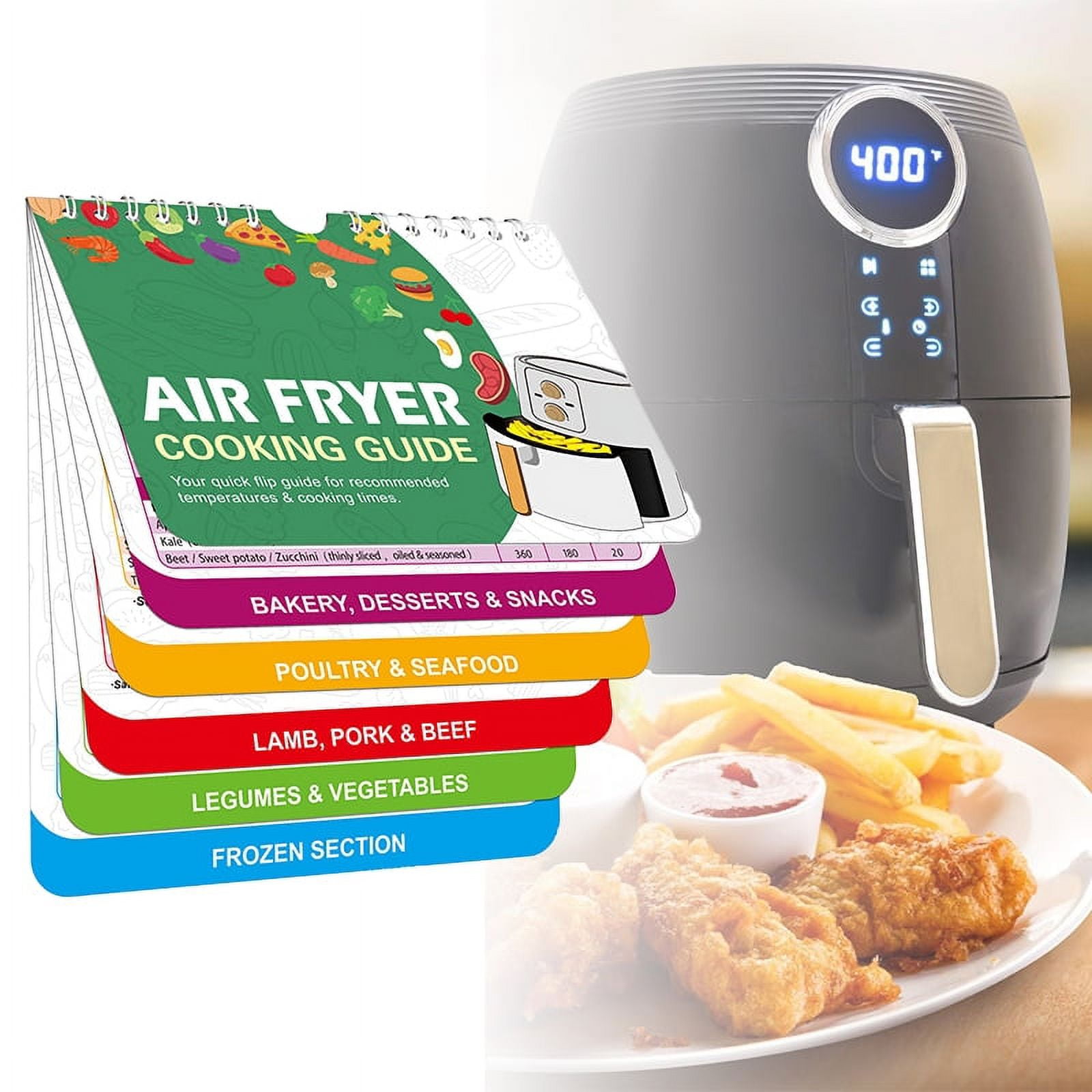 Waterproof Air Fryer Cheat Sheet Set, Cooking Guide