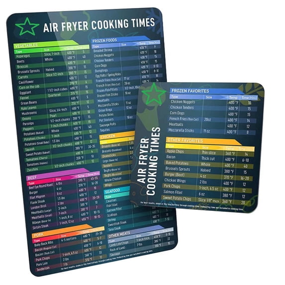 Air Fryer Magnetic Cheat Sheet Set, Air Fryer Accessories - Cooking Times Chart Magnet Sets