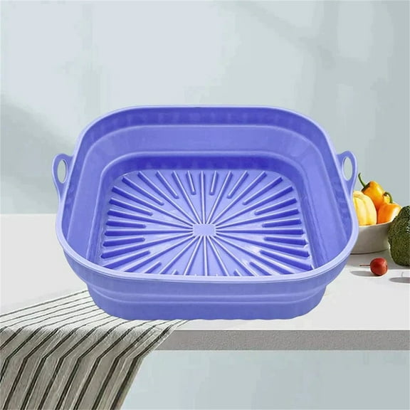 Air Fryer Mat, Thickened Foldable BBQ Pad, Multi-Function Heat-Resistant Reusable Silicone Non-Stick Cooking Sheet, Purple