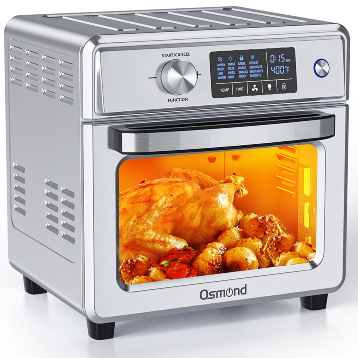 Ariawave 17qt Air Fryer & Toaster Oven Stainless Steel, Silver