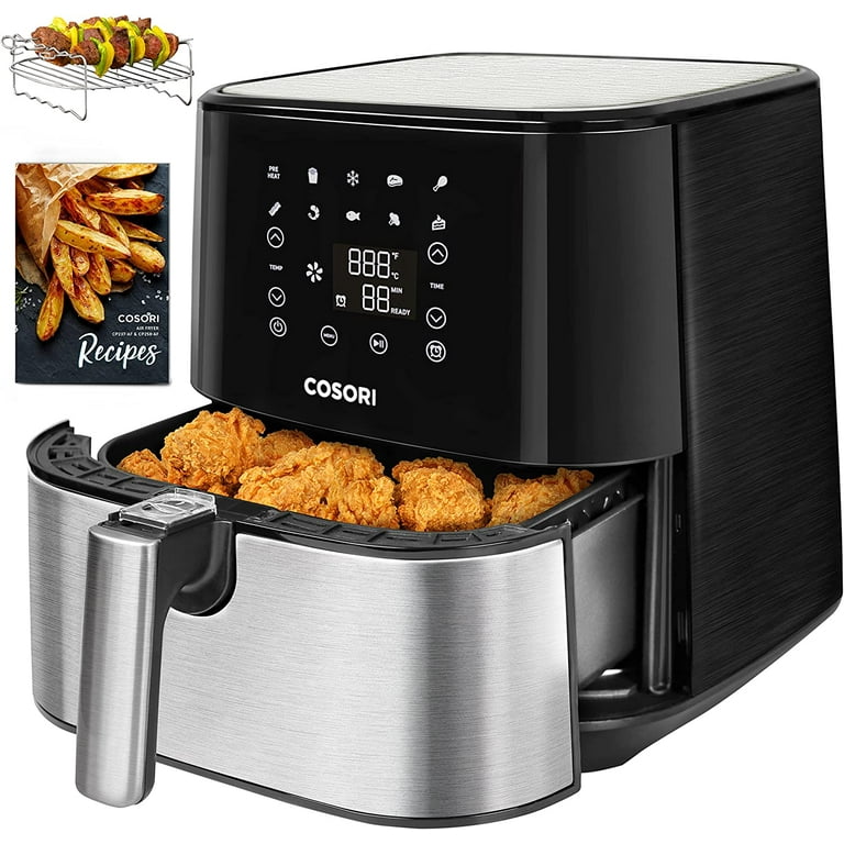 Air Fryer Oven with Customizable Shake Reminder, Additional Accessories,  Nonstick and Dishwasher-Safe Detachable Basket, 100 Paper Plus 1100+ Online  Recipes, 5.8QT, Stainless Steel 