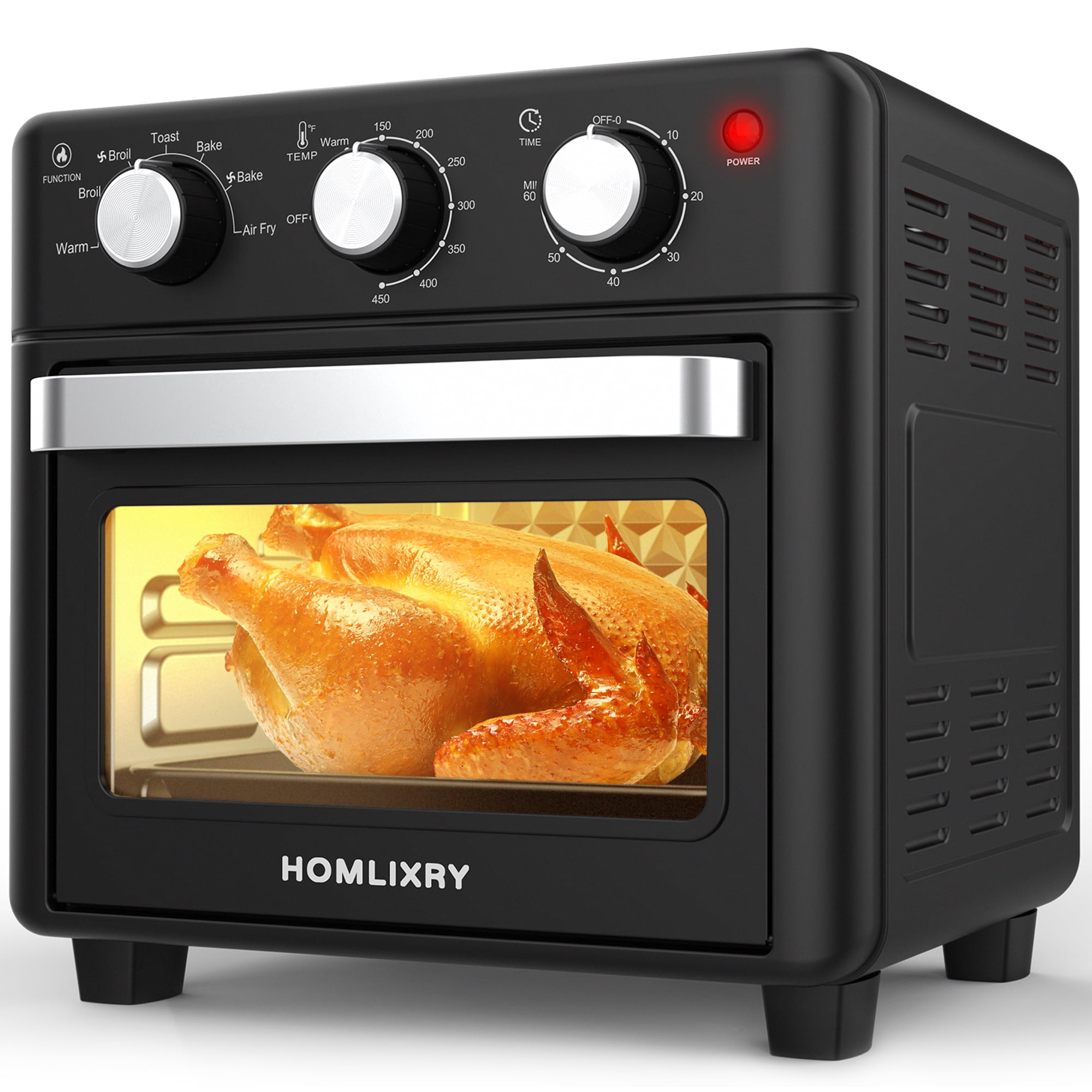 Homlixry Air Fryer Toaster Oven Combo, 14QT 7 in 1 Oil-Less Air Fryer with Warm, Broil, Toast, Bake, Air Fry, Black