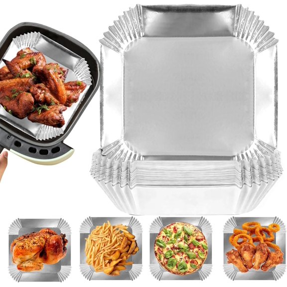 Air Fryer Paper Liners, 100 count Foil Air Fryer Disposable Paper Liner, 6.3" Square Non-stick Sheets, Grade Foil for Baking, Frying, Grilling, Roasting Microwave