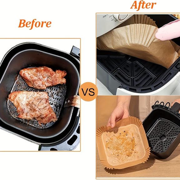 Air Fryer Paper Liners 9.1 Inch, Disposable Square Parchment Sheets for 5-8L Oil-Free Air Fryers, Ovens, Baking, Grilling, BBQ, Home Kitchen (50/100/200pcs)