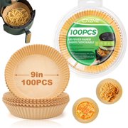 Air Fryer Paper Liners Disposable: 100PCS Round Airfryer Oven Insert Parchment Sheets Grease and Water Proof Non Stick Basket Liners for Baking Cooking