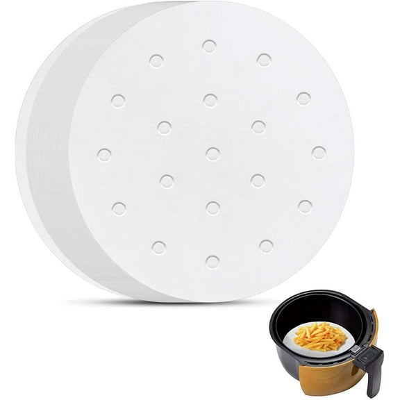 Air Fryer Parchment Paper, Set of 200, 5 Inch Round Air Fryer Liners/Air Fryer Perforated Parchment Paper for Air Fryer, Steaming Basket and More (6/7/8/9/10in Available)
