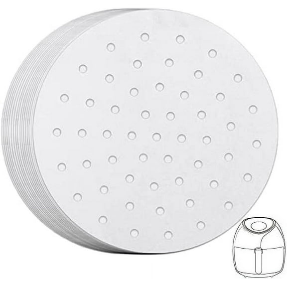 Air Fryer Parchment Paper, Set of 200, 8 inches Air Fryer Liner/Bamboo Steamer Paper/Perforated Parchment Paper for Air Fryer, Steaming Basket and More (200, 8inch)