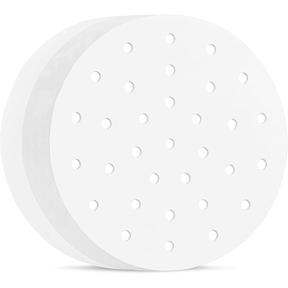 Air Fryer Perforated Parchment Paper, Set of 100, 8 inch Air Fryer Liner/Bamboo Steamer Paper/Perforated Parchment Paper for Air Fryer, Steaming Basket and More (6/7/9/10 Inch Available)