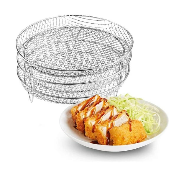 Air Fryer Rack Accessories 3-Layer Stainless Steel Grill Dehydrator Rack for Air Fryer,Oven,Microwave Dishwasher Safe Cooking Rack,Bacon Veggie Tray,Space-Saving Design (7.87*3.93Inch)