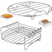 Air Fryer Rack, Set of 2 Multi-purpose Accessories Metal Double Layer Wire Rack with Skewer for Ninja Power XL Cosori Instant Pot Gourmia Chefman