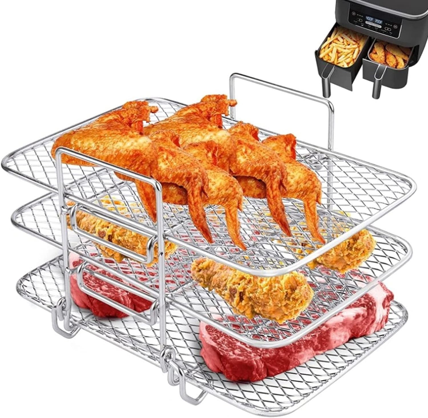Air Fryer Rack, Cooling Racks for Baking, 3-Tier Folding Cooling Grid ...