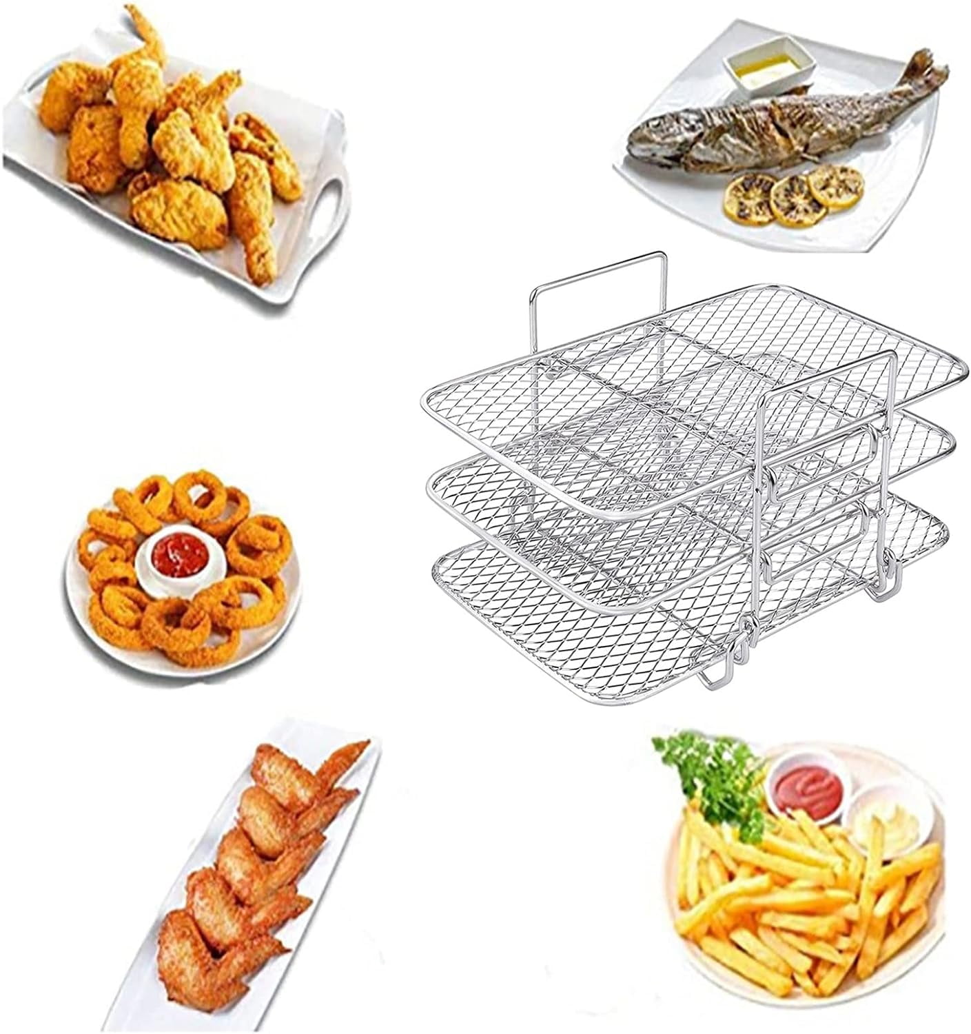 Air Fryer Rack, Cooling Racks for Baking, 3-Tier Folding Cooling Grid ...