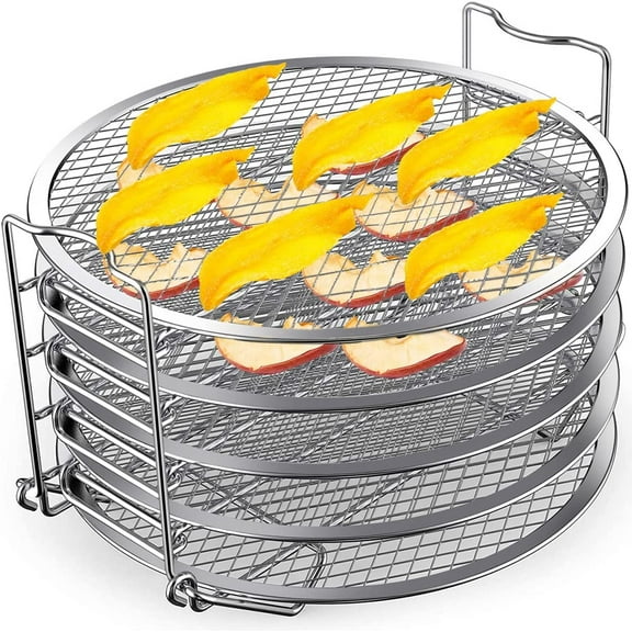 Air Fryer Rack Dehydrator Rack Compatible with Ninja Foodi 6.5Qt 8Qt Stainless Steel 5 Layer Stackable Air Fryer Basket Tray Grill Stand Air Fryer Accessories for Air Fryer Oven Microwave