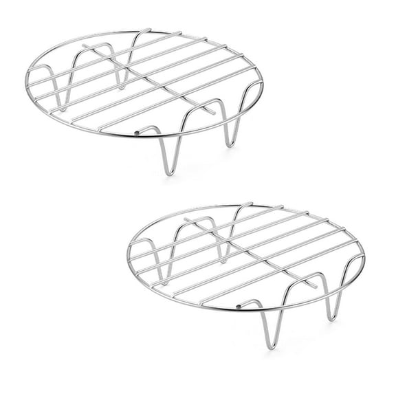 Air Fryer Rack Round 8 inch,Stainless Steel Tray,Baking Cooking Rack,for Air Fryer/Stockpot 2 Pack