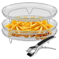Air Fryer Rack Stainless Steel 3 Layer Air Fryer Stand Evenly Heated Baking Basket Tray Stackable Grilling Rack for Baking