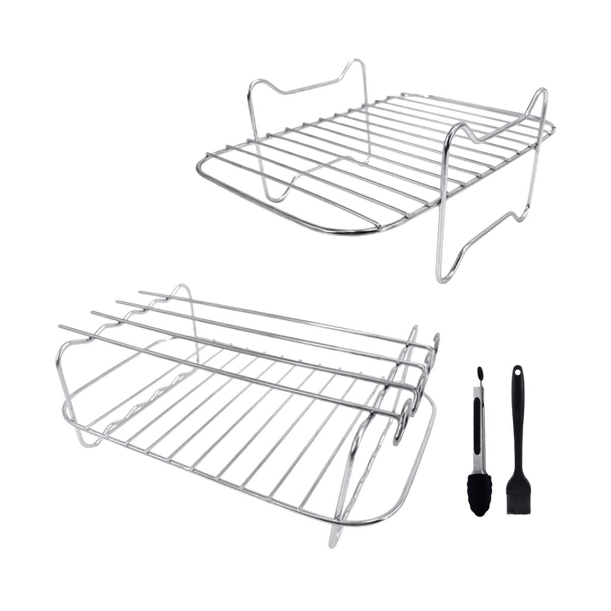 Air Fryer Rack for Ninja Dual Air Fryer, 2Piece Rack with 4 Skewers