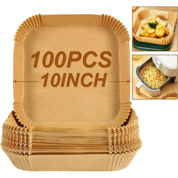 Air Fryer Sheets Liners for Ninja AG301 Grill, AF141, Cosori Air Fryer, 9 Inch Square Air Fryer Parchment Paper Filters for 5 to 8 Qt Basket, Ninja Foodi Grill Accessories (Set of 100)