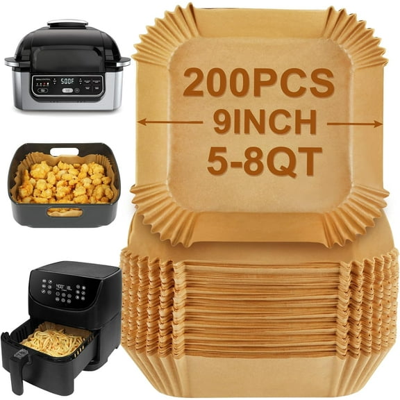 Air Fryer Sheets Liners for Ninja AG301 Grill, AF141, Cosori Air Fryer, 9 Inch Square Air Fryer Parchment Paper Filters for 5 to 8 Qt Basket, Ninja Foodi Grill Accessories (Set of 100)