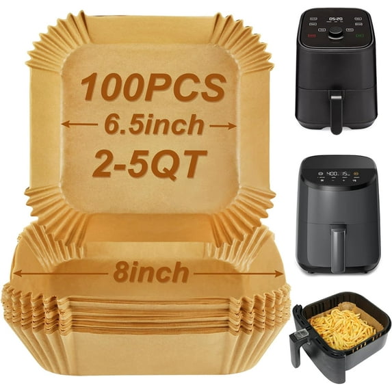 Air Fryer Sheets Liners for Ninja AG301 Grill, AF141, Cosori Air Fryer, 9 Inch Square Air Fryer Parchment Paper Filters for 5 to 8 Qt Basket, Ninja Foodi Grill Accessories (Set of 100)