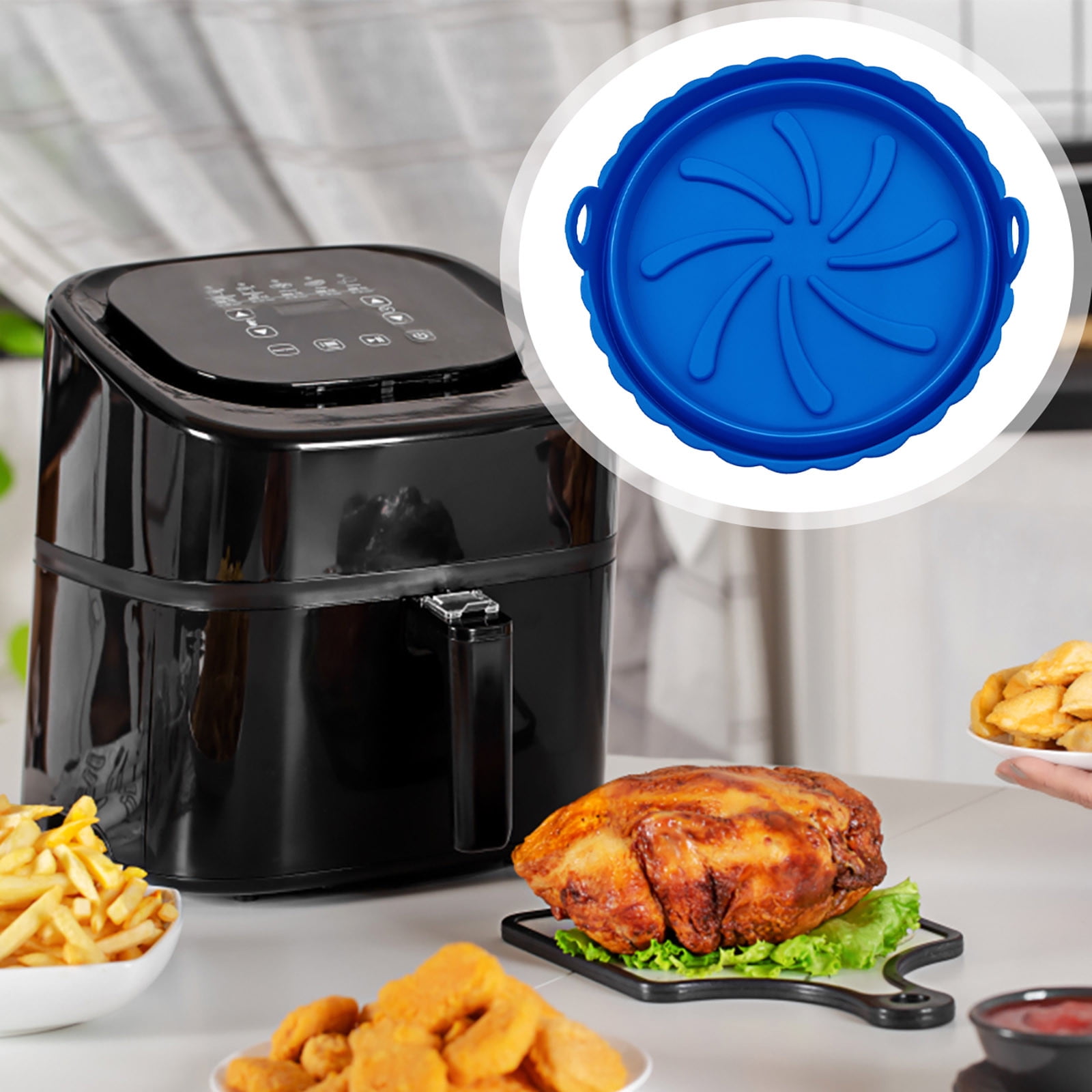 Air Fryer Silicone Baking Tray Circular Oil Drained Air Fryer Pad Air