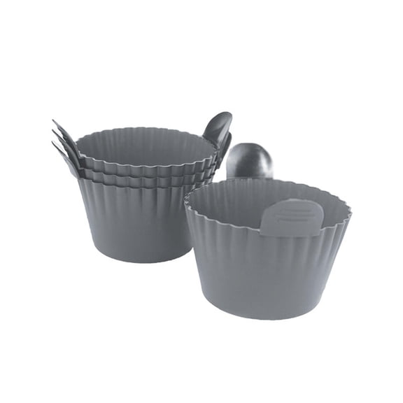 Air Fryer Silicone Egg Baking Cups, 4-Piece Reusable Egg Poacher Cups with Handles, Non-Stick Heat-Resistant Egg Molds for Air Fryer, Microwave, Oven, Kitchen Cooking Baking