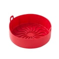 thumbnail image 1 of Air Fryer Silicone Liner Round Reusable Basket Insert with Handle Heat Resistant Easy Clean Red 7" X 8" X 3", 1 of 2